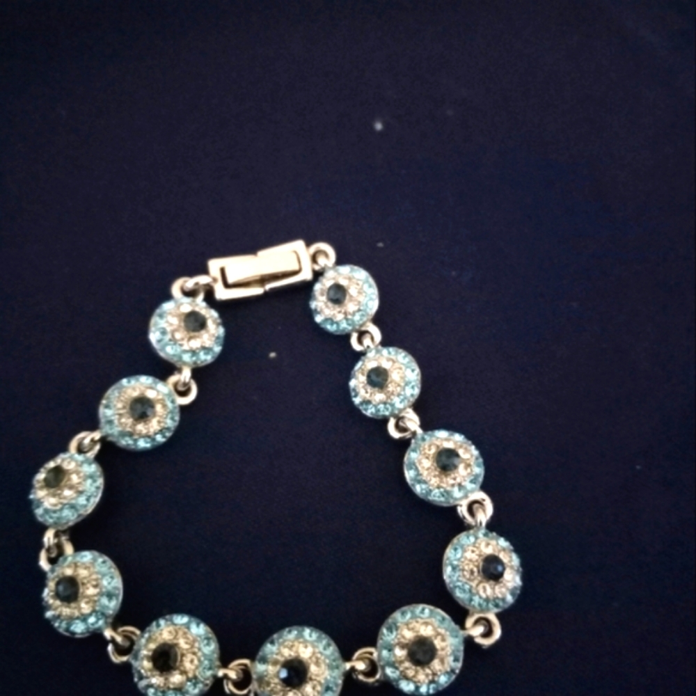 Truly Beautiful Dark Blue, Light Blue & Clear Stone Bracelet